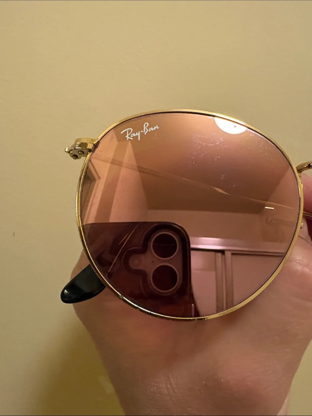 Ray-Ban Gold Frame Sunglasses with Pink Lenses